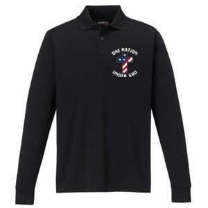 One Nation Under God Patriotic Christian Meaningful Gift Performance Long Sleeve Polo