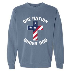 One Nation Under God Patriotic Christian Meaningful Gift Garment-Dyed Sweatshirt