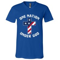 One Nation Under God Patriotic Christian Meaningful Gift V-Neck T-Shirt