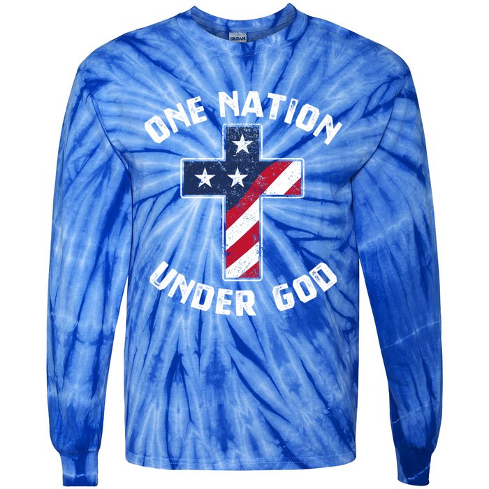 One Nation Under God Patriotic Christian Meaningful Gift Tie-Dye Long Sleeve Shirt