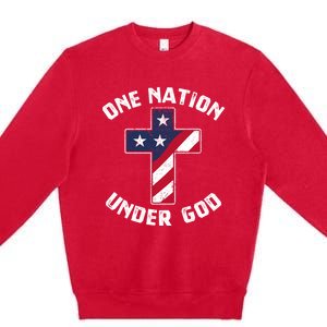 One Nation Under God Patriotic Christian Meaningful Gift Premium Crewneck Sweatshirt