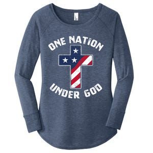 One Nation Under God Patriotic Christian Meaningful Gift Women's Perfect Tri Tunic Long Sleeve Shirt