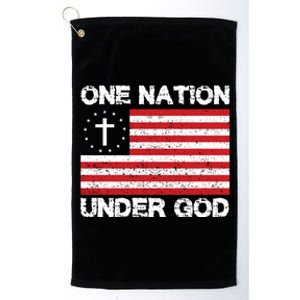 One Nation Under God American Flag Cross Usa Patriate Gift Platinum Collection Golf Towel