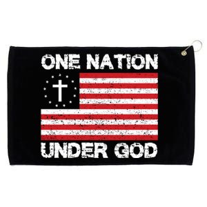 One Nation Under God American Flag Cross Usa Patriate Gift Grommeted Golf Towel