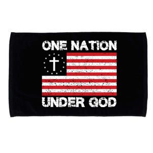 One Nation Under God American Flag Cross Usa Patriate Gift Microfiber Hand Towel