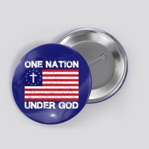 One Nation Under God American Flag Cross Usa Patriate Gift Button