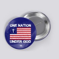 One Nation Under God American Flag Cross Usa Patriate Gift Button