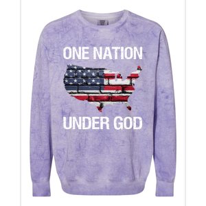 One Nation Under God American Flag Gift Colorblast Crewneck Sweatshirt