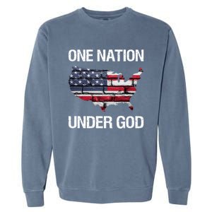 One Nation Under God American Flag Gift Garment-Dyed Sweatshirt