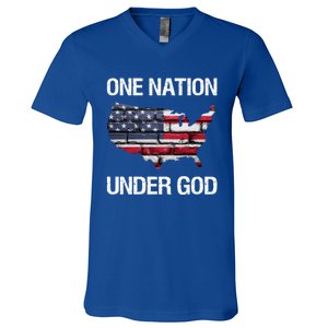 One Nation Under God American Flag Gift V-Neck T-Shirt