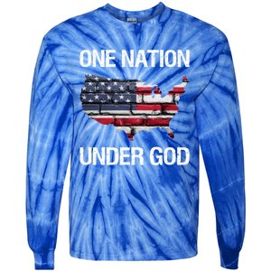 One Nation Under God American Flag Gift Tie-Dye Long Sleeve Shirt