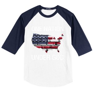 One Nation Under God American Flag Gift Baseball Sleeve Shirt