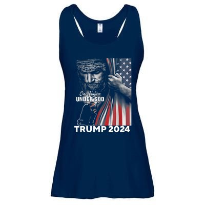 One Nation Under God Trump 2024 God American Flag Ladies Essential Flowy Tank