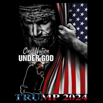 One Nation Under God Trump 2024 God American Flag T-Shirt