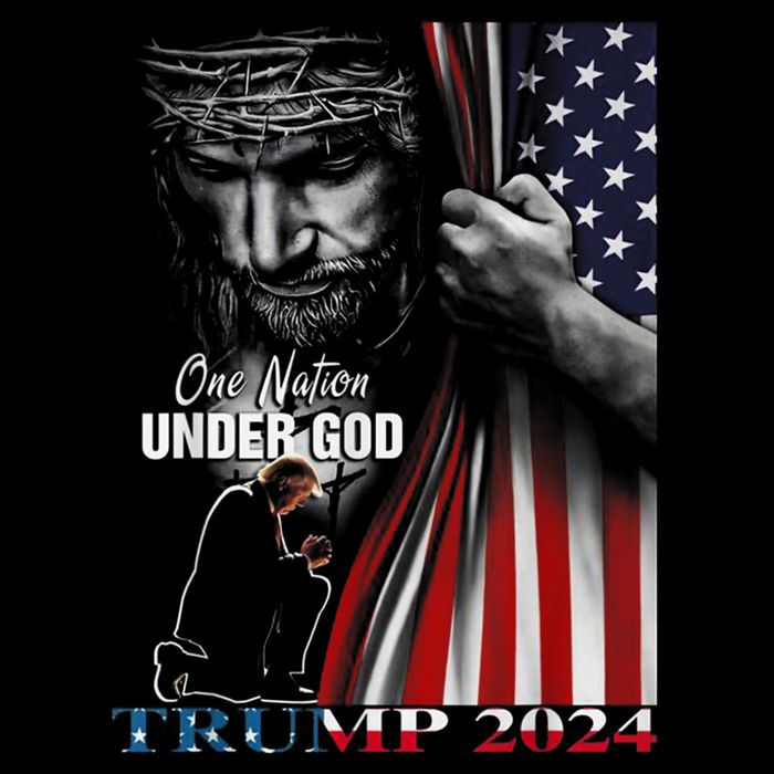 One Nation Under God Trump 2024 God American Flag Bucket Hat