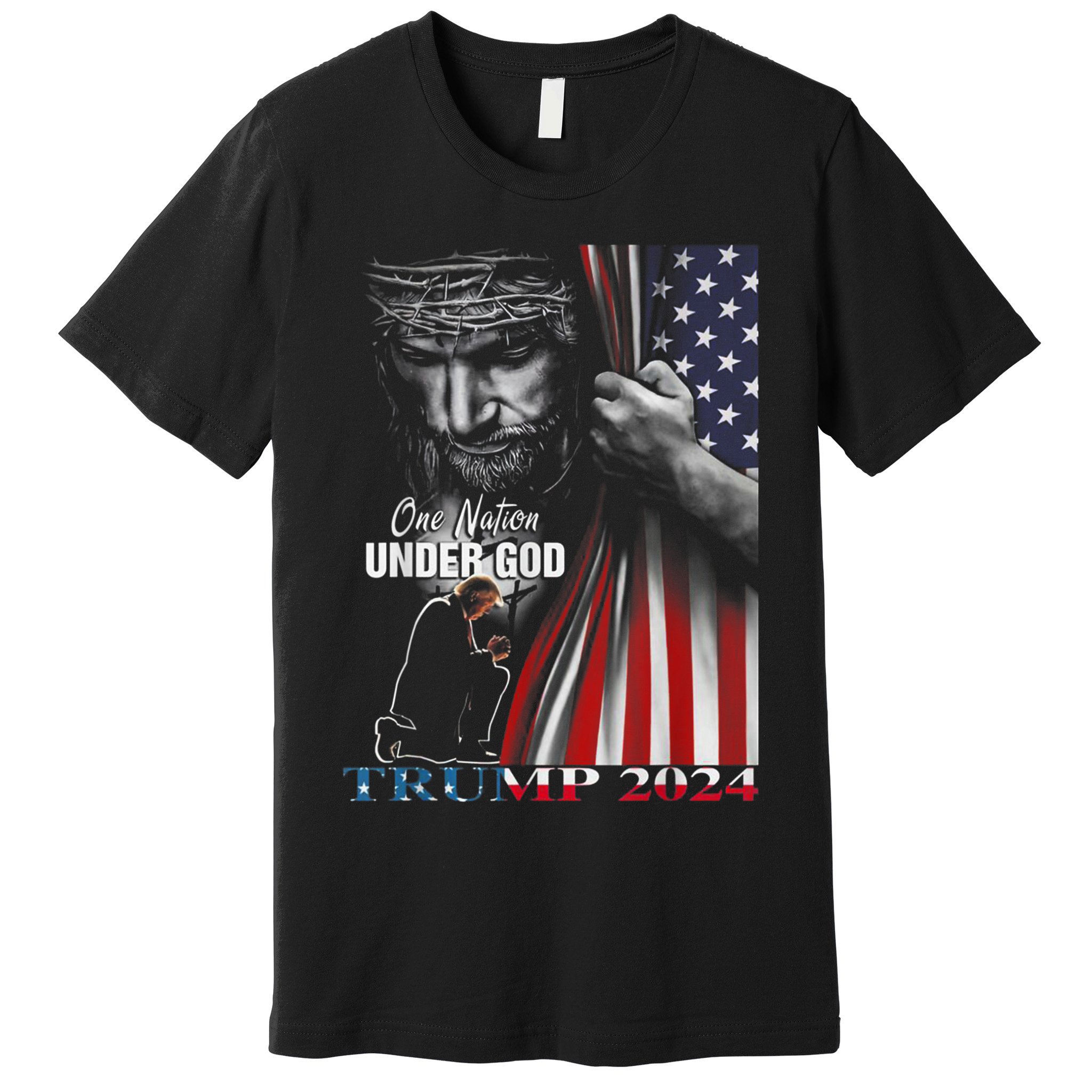 One Nation Under God Trump 2024 God American Flag Premium T-Shirt