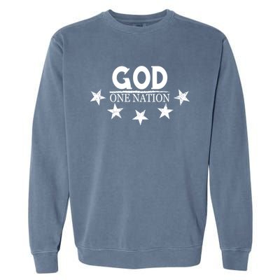 One Nation Under God Proud American Patriotic Cute Gift Garment-Dyed Sweatshirt