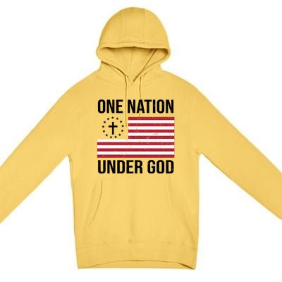 One Nation Under God American Christian Flag Premium Pullover Hoodie