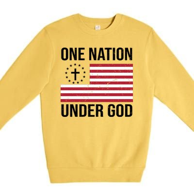 One Nation Under God American Christian Flag Premium Crewneck Sweatshirt