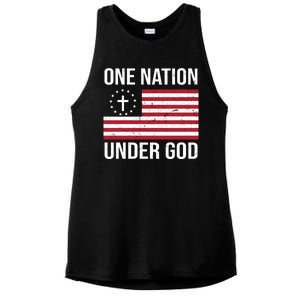 One Nation Under God American Christian Flag Ladies PosiCharge Tri-Blend Wicking Tank