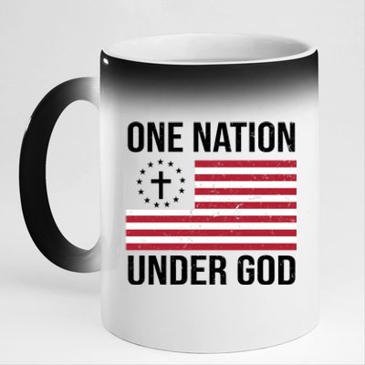 One Nation Under God American Christian Flag 11oz Black Color Changing Mug