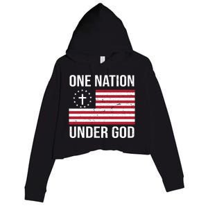 One Nation Under God American Christian Flag Crop Fleece Hoodie