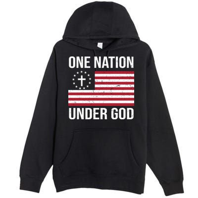 One Nation Under God American Christian Flag Premium Pullover Hoodie