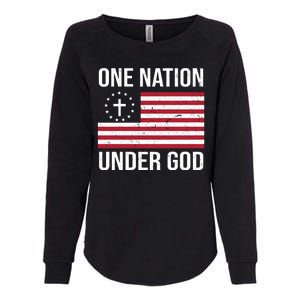 One Nation Under God American Christian Flag Womens California Wash Sweatshirt