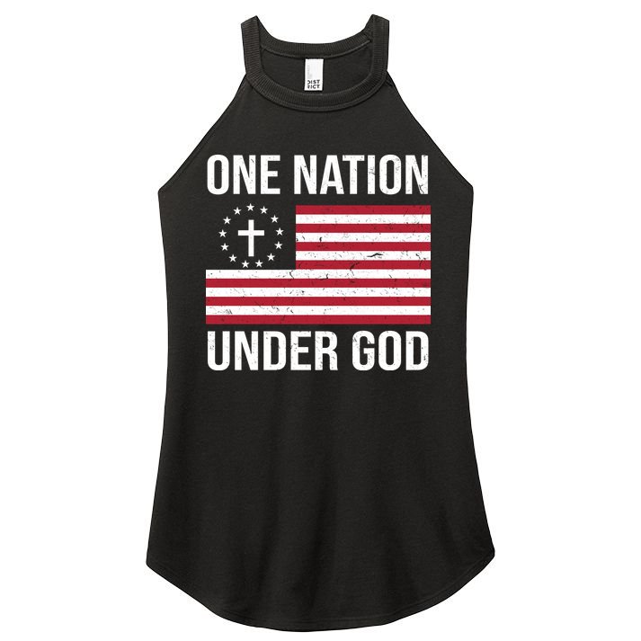 One Nation Under God American Christian Flag Women's Perfect Tri Rocker Tank