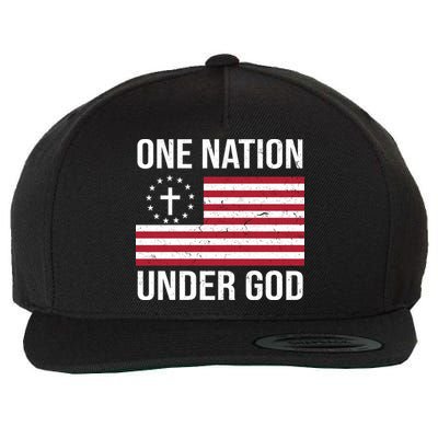 One Nation Under God American Christian Flag Wool Snapback Cap