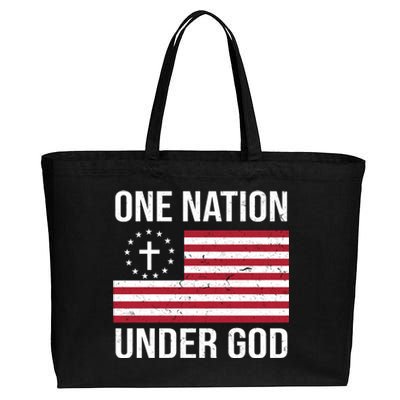 One Nation Under God American Christian Flag Cotton Canvas Jumbo Tote