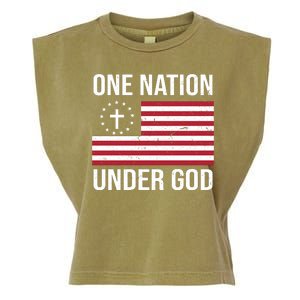 One Nation Under God American Christian Flag Garment-Dyed Women's Muscle Tee