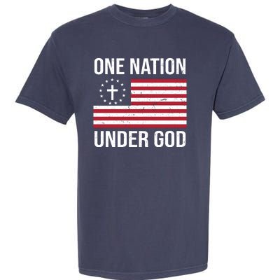 One Nation Under God American Christian Flag Garment-Dyed Heavyweight T-Shirt