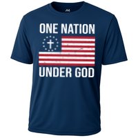 One Nation Under God American Christian Flag Cooling Performance Crew T-Shirt