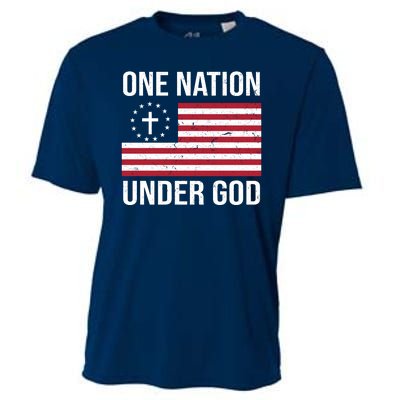 One Nation Under God American Christian Flag Cooling Performance Crew T-Shirt