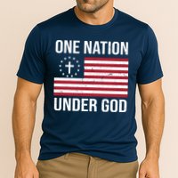 One Nation Under God American Christian Flag Cooling Performance Crew T-Shirt