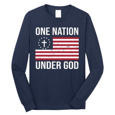 One Nation Under God American Christian Flag Long Sleeve Shirt