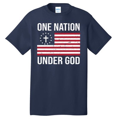 One Nation Under God American Christian Flag Tall T-Shirt