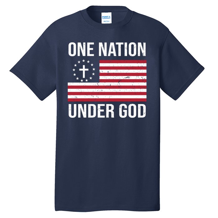 One Nation Under God American Christian Flag Tall T-Shirt