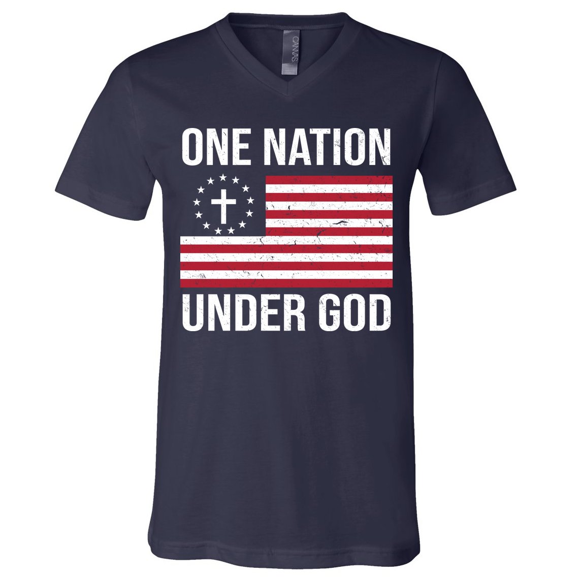 One Nation Under God American Christian Flag V-Neck T-Shirt