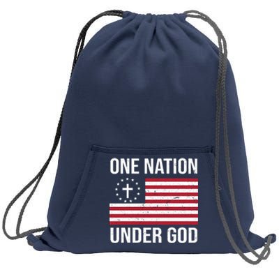 One Nation Under God American Christian Flag Sweatshirt Cinch Pack Bag