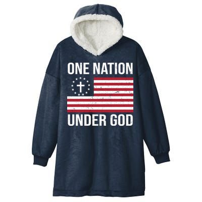 One Nation Under God American Christian Flag Hooded Wearable Blanket