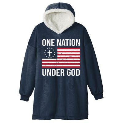 One Nation Under God American Christian Flag Hooded Wearable Blanket