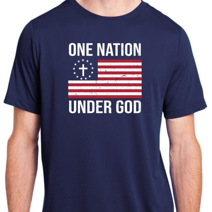 One Nation Under God American Christian Flag Adult ChromaSoft Performance T-Shirt