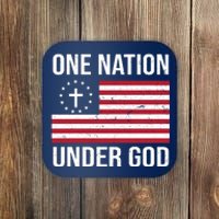 One Nation Under God American Christian Flag Coaster