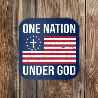 One Nation Under God American Christian Flag Coaster