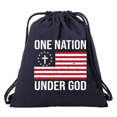 One Nation Under God American Christian Flag Drawstring Bag