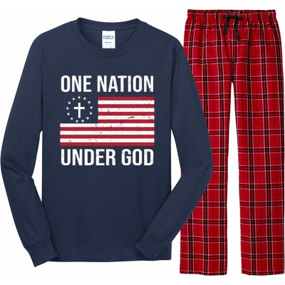 One Nation Under God American Christian Flag Long Sleeve Pajama Set