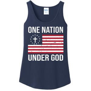 One Nation Under God American Christian Flag Ladies Essential Tank