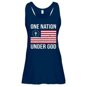 One Nation Under God American Christian Flag Ladies Essential Flowy Tank